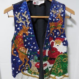 Women's sequin Christmas vest - handmade - sz M  947